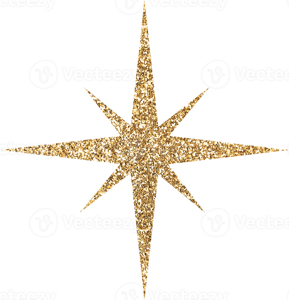 Gold Bright Glitter Star png
