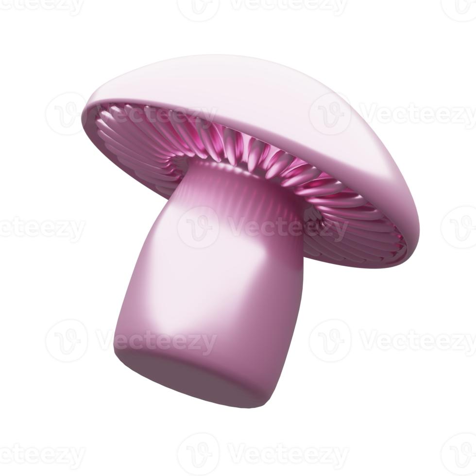 Isolated pink levitation mushroom, 3d rendering png