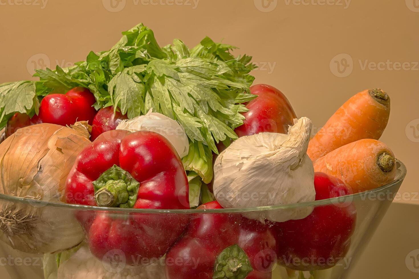 Vegetables in a bowl prepared for salad photo