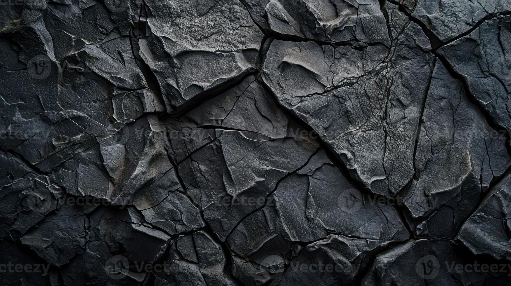 AI generated A textured black stone background crafted from the rough, dark grey surface of a mountain photo