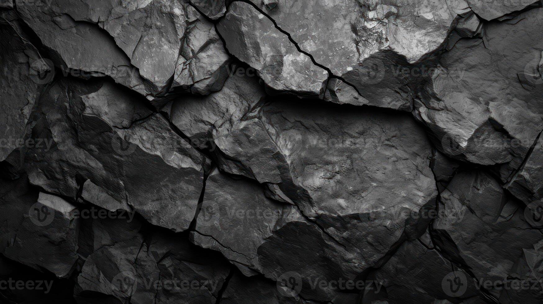 AI generated A textured black stone background crafted from the rough, dark grey surface of a mountain photo