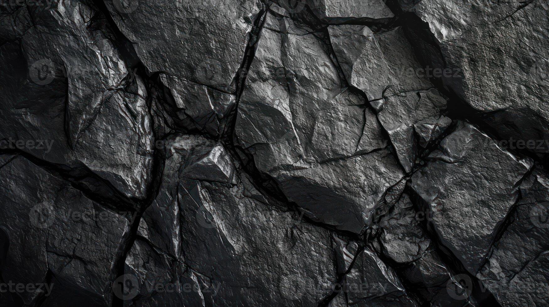 AI generated A textured black stone background crafted from the rough, dark grey surface of a mountain photo