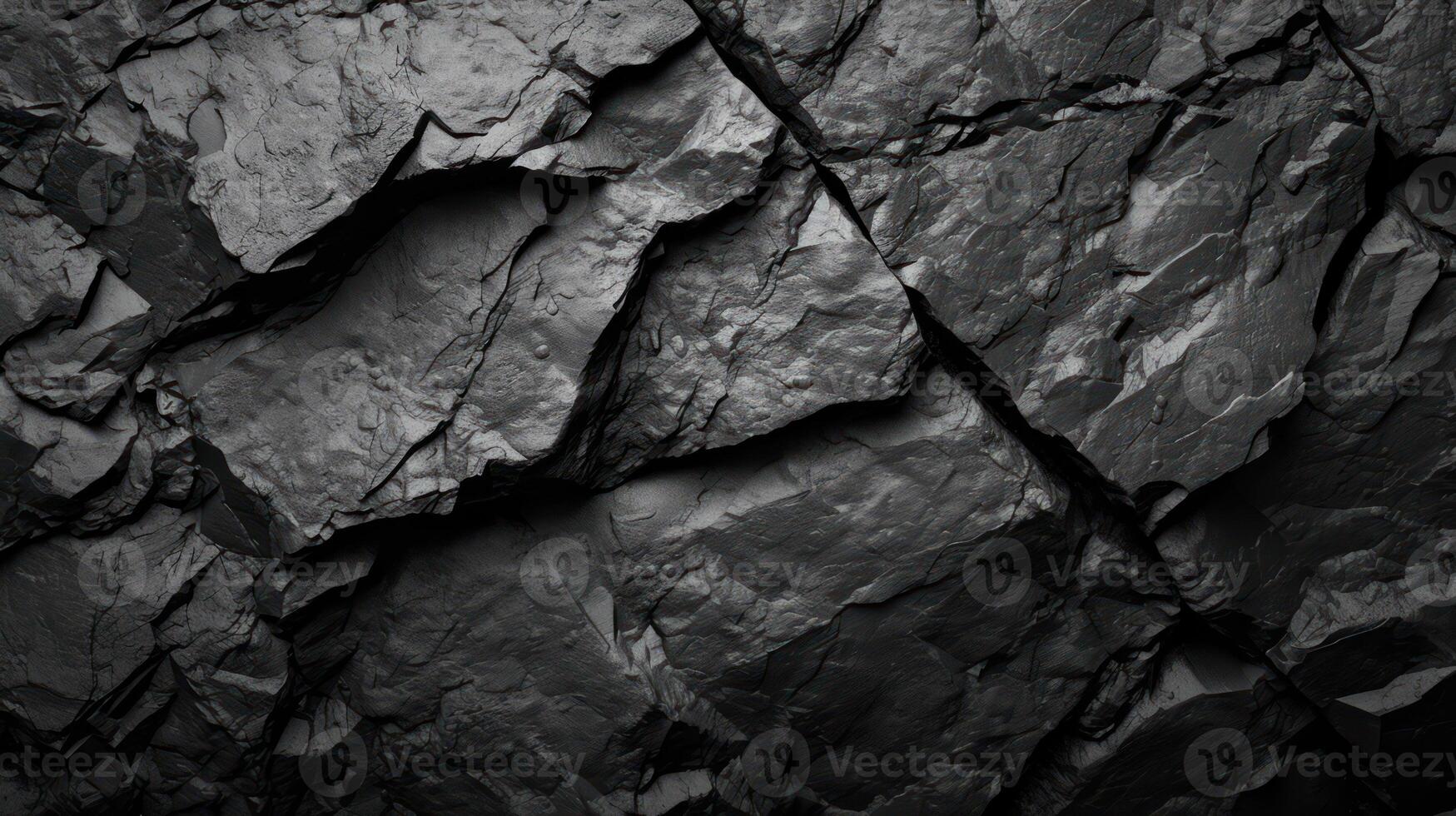 AI generated A textured black stone background crafted from the rough, dark grey surface of a mountain photo