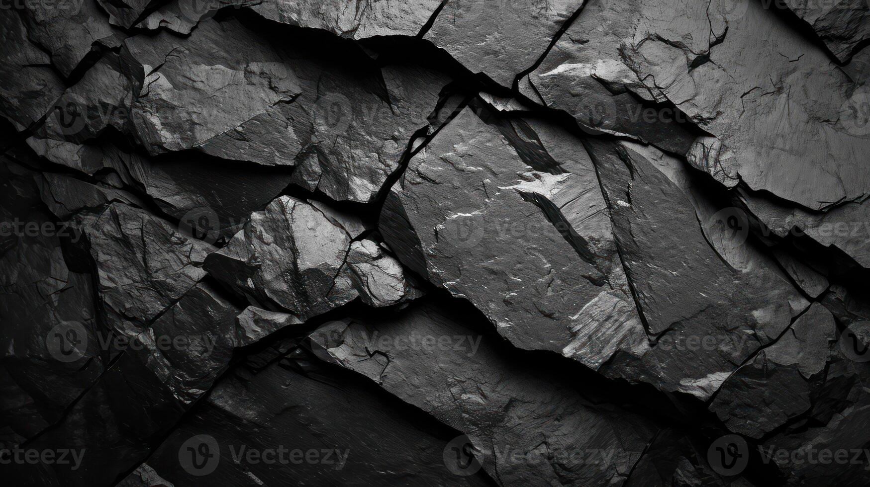 AI generated A textured black stone background crafted from the rough, dark grey surface of a mountain photo