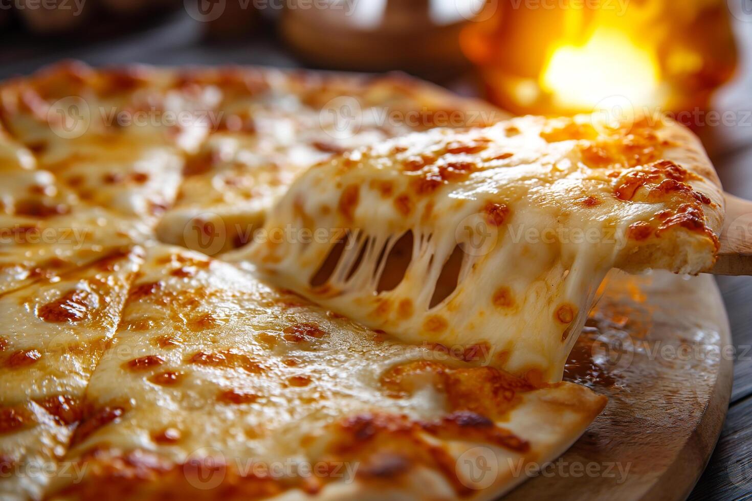 AI generated Delicious Melted Cheese Pizza , Savory Italian Cuisine photo