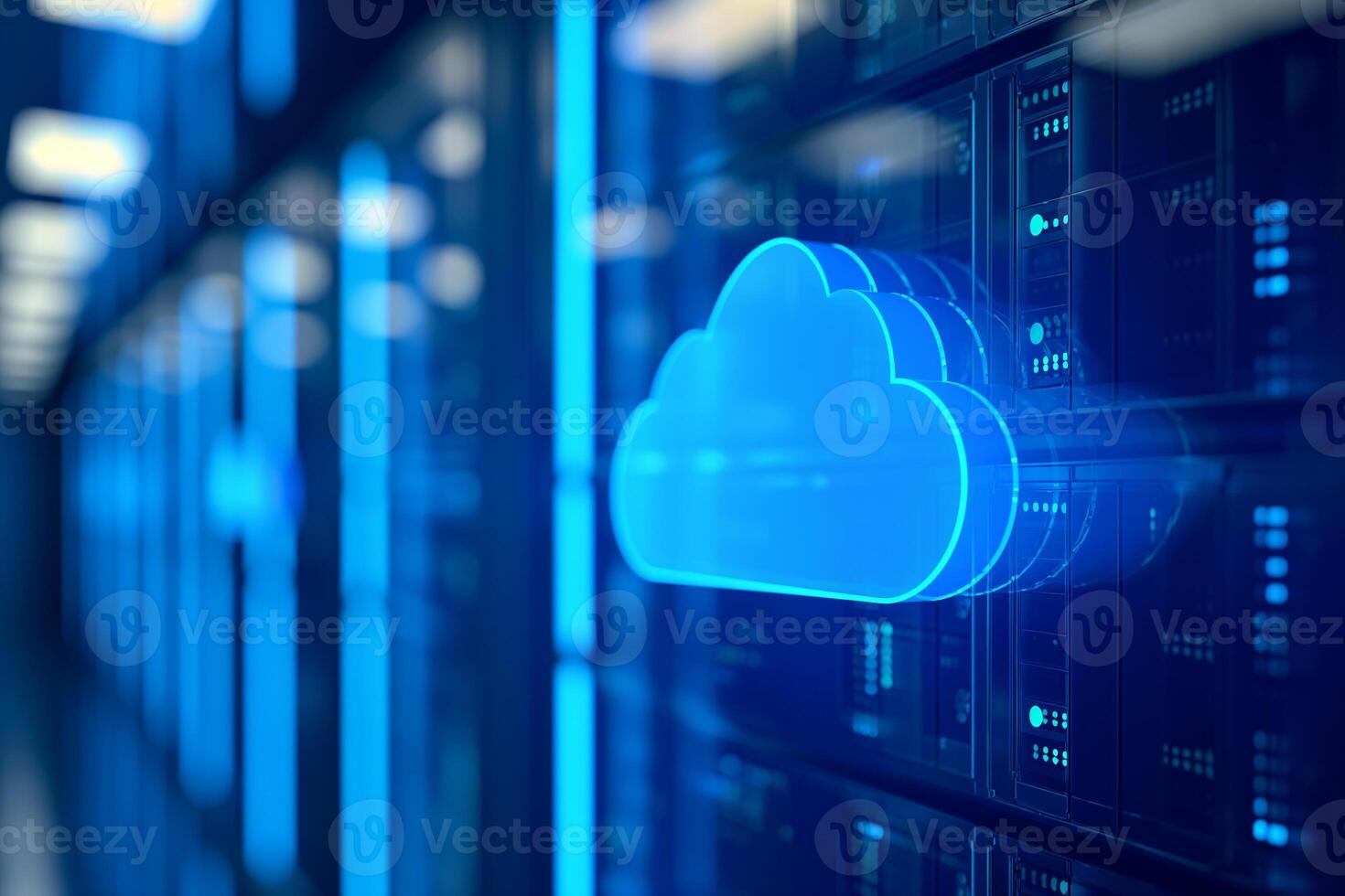 AI generated Cloud Computing Technology in Data Centers , Digital Innovation photo