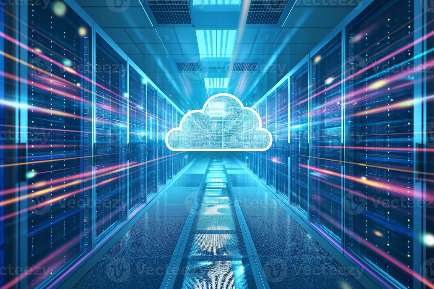 AI generated Cloud Computing Technology in Data Centers , Digital Innovation photo