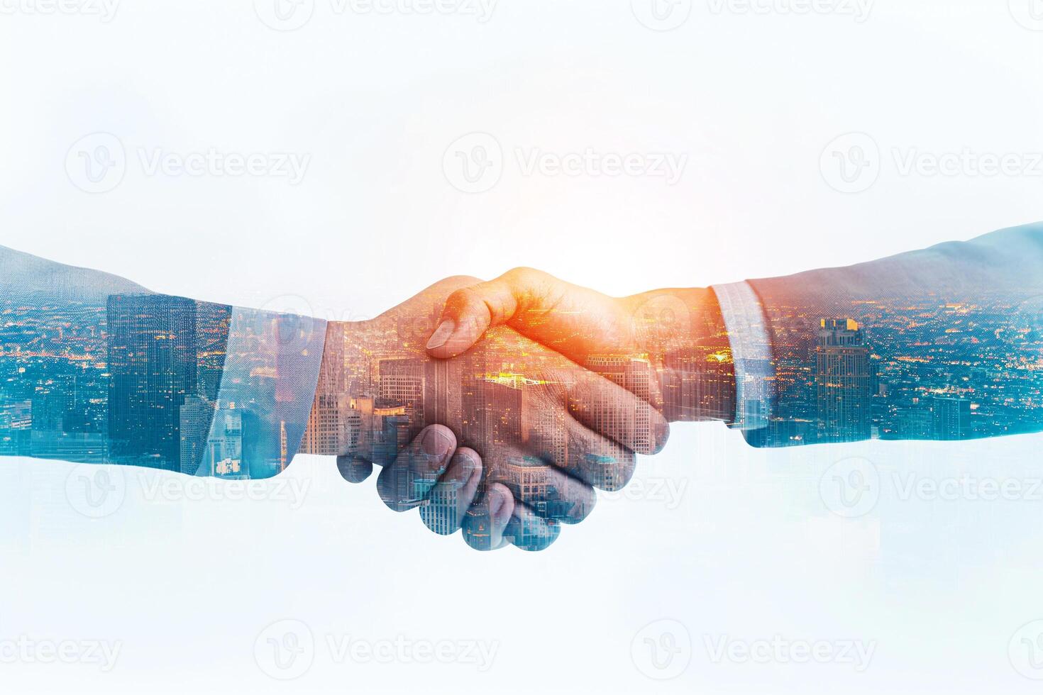 AI generated Corporate Success, Businessmen Shaking Hands in Agreement photo