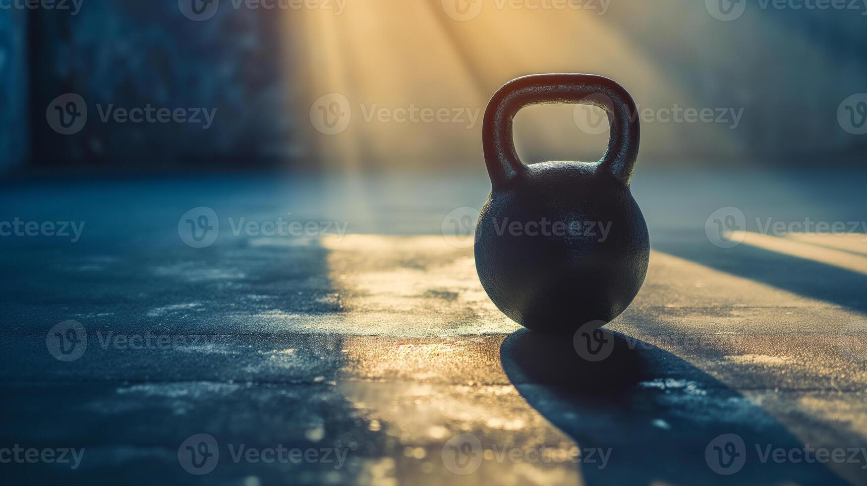 AI generated Fitness Woman with Kettlebell in Modern Gym photo