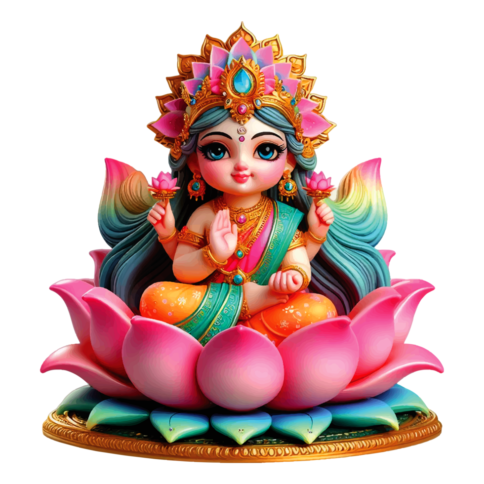 AI generated Cute Lord Lakshmi . Siddhidatri Sculpture On Transparent Background. png