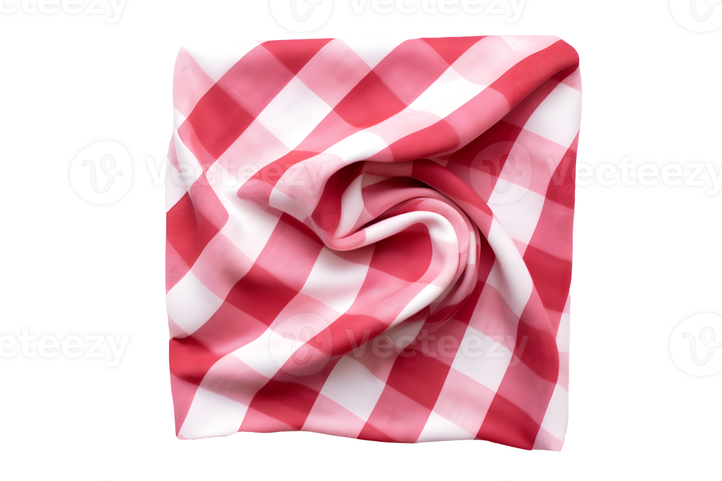 AI generated Top view of red and white napkin. Close up view. Transparent PNG inside