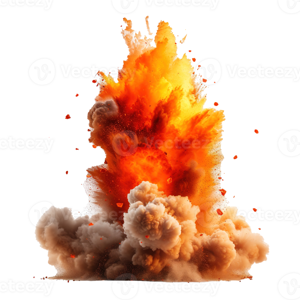 AI generated Intense fire and dust explosions isolated on transparent background, earthquake, and urban disaster concept- a dramatic representation of danger and emergency response png