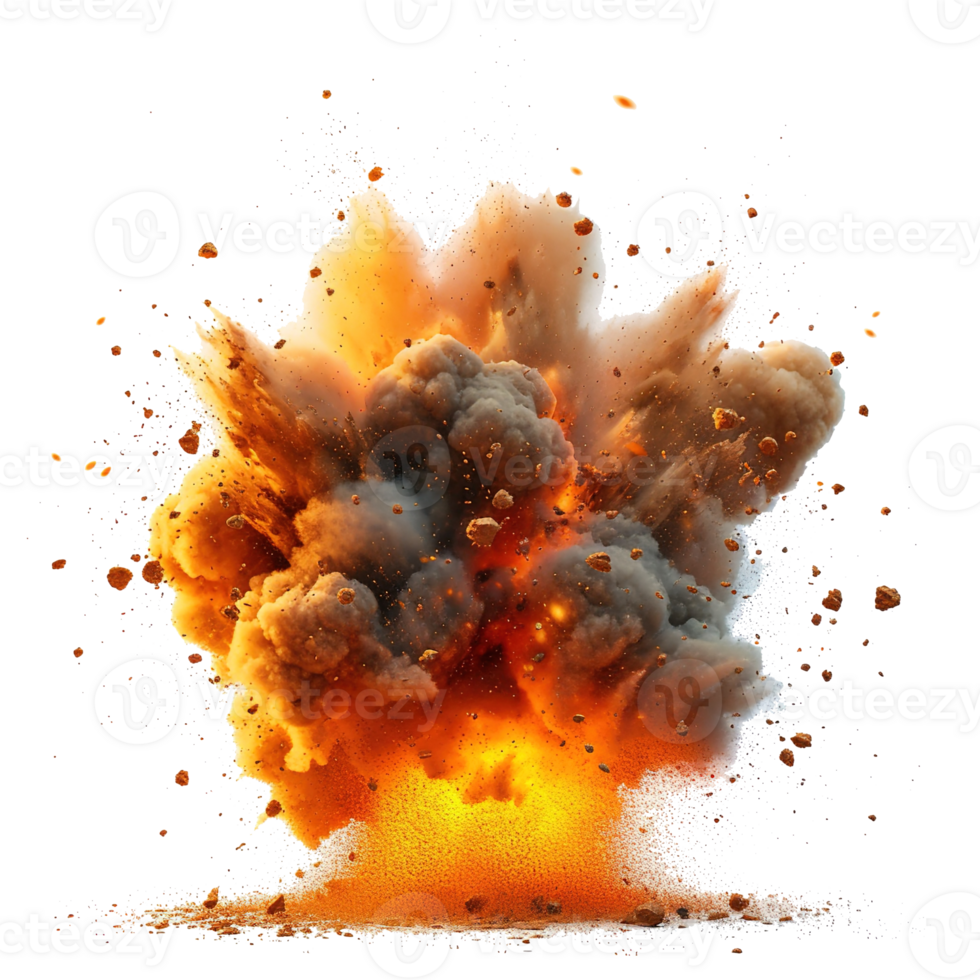 AI generated Intense fire and dust explosions isolated on transparent background, earthquake, and urban disaster concept- a dramatic representation of danger and emergency response png