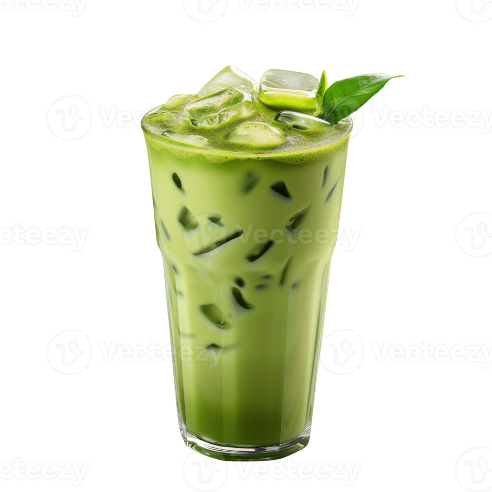 AI generated Iced matcha latte Isolated on transparent background png