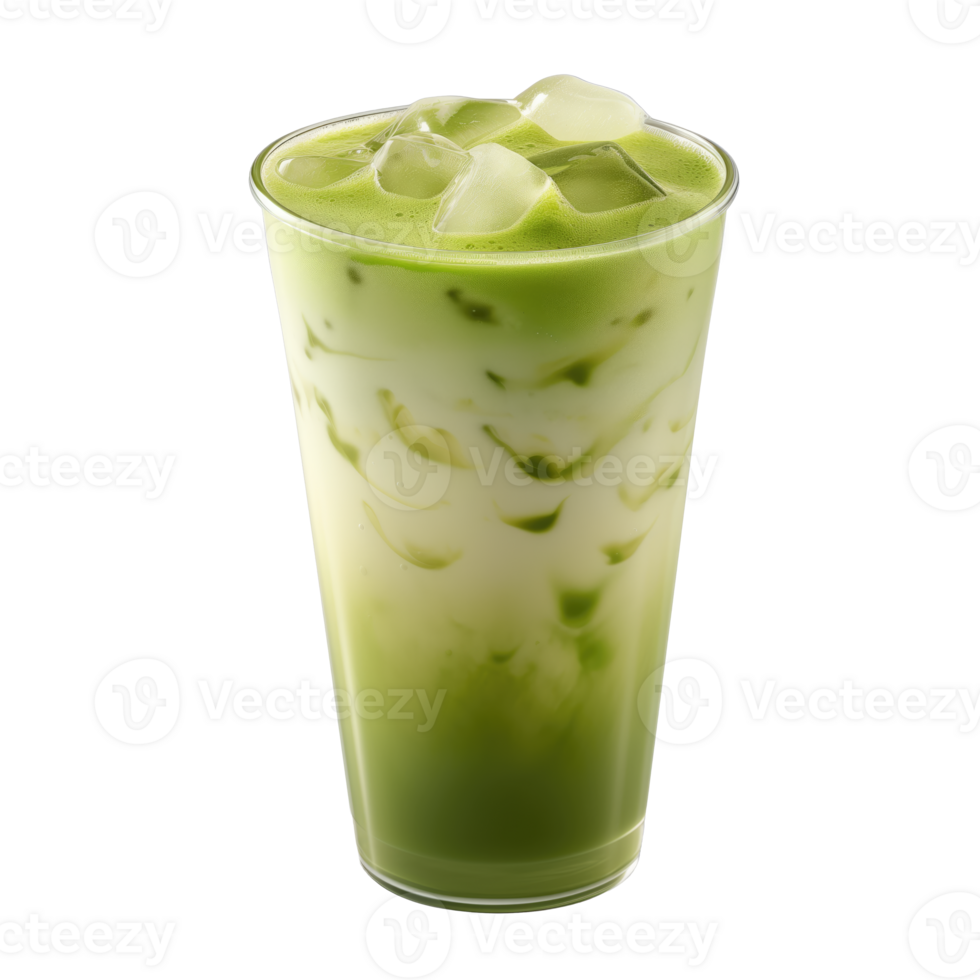 AI generated Iced matcha latte Isolated on transparent background png
