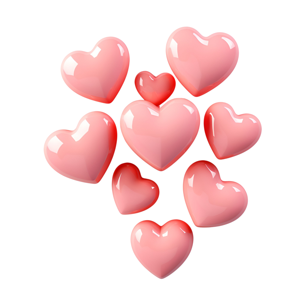AI generated Hearts with transparent background Generative AI png