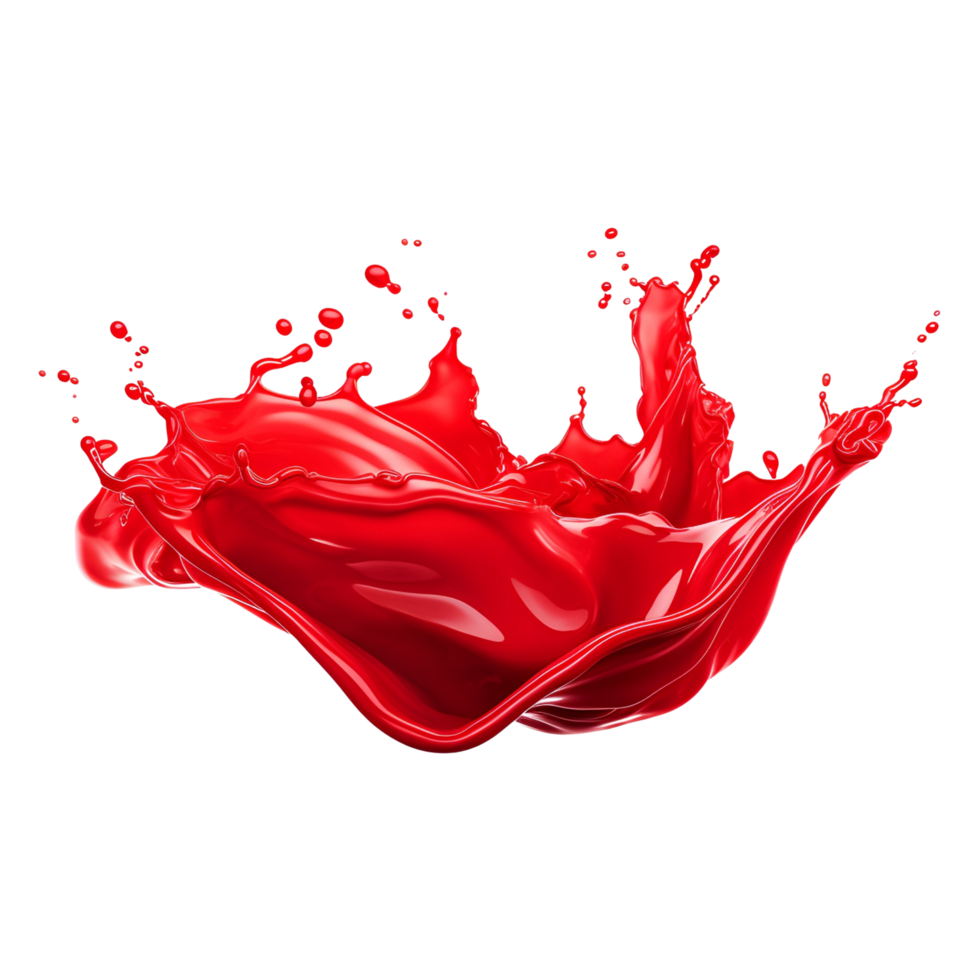 AI generated Red Liquid Splash on Transparent Background Generative AI
