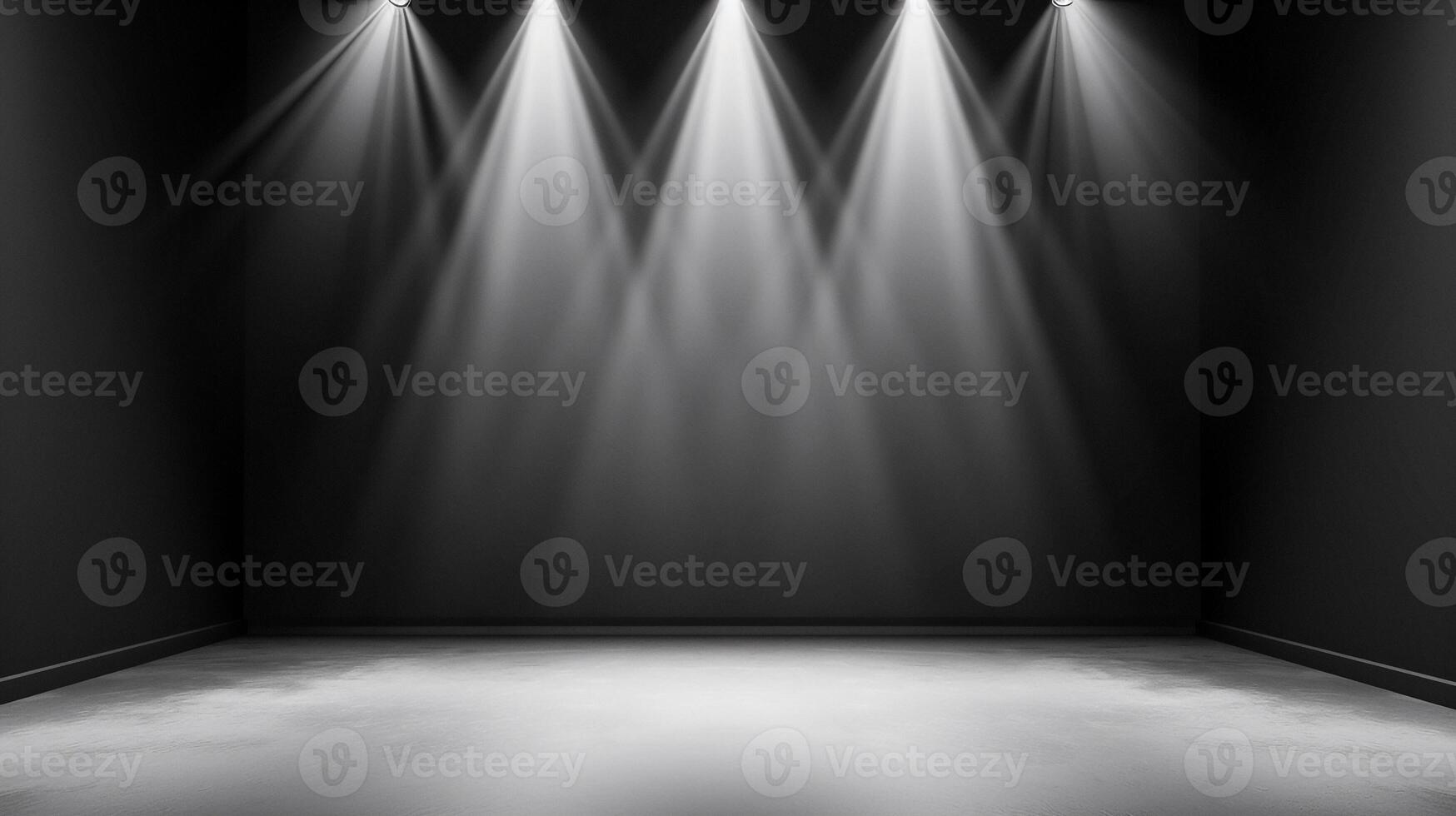 AI generated Empty concert stage was illuminated with spotlight . photo
