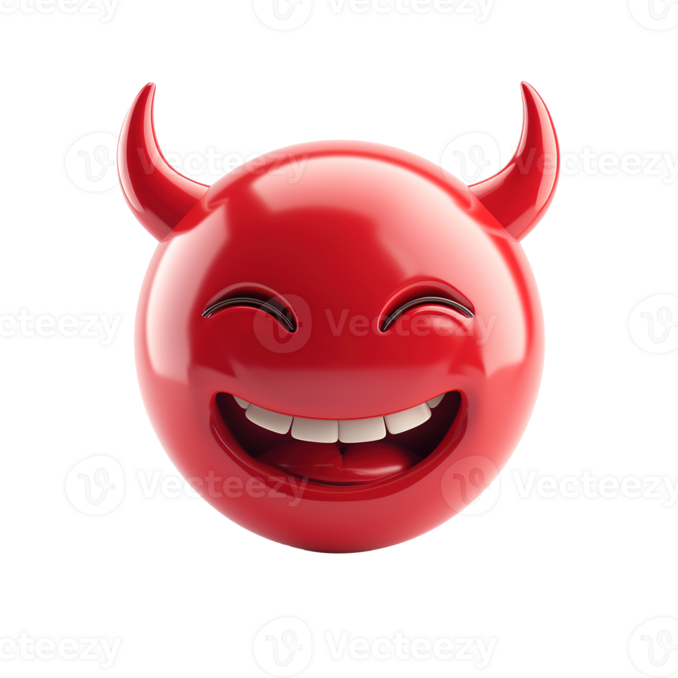 AI generated 3d icon smiling red devil face emoji isolated on transparent background png