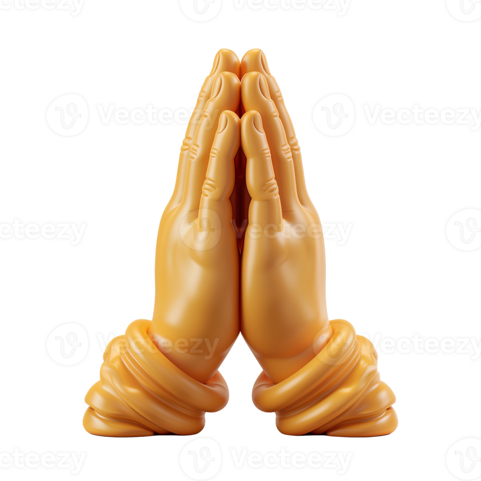 AI generated 3d icon praying hands emoji isolated on transparent background png