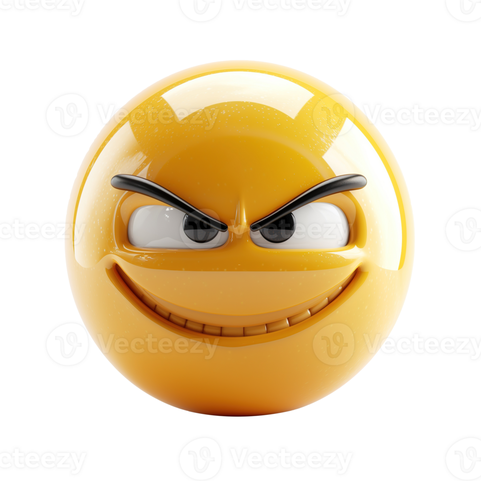 AI generated 3d icon smirking face emoji isolated on transparent background png