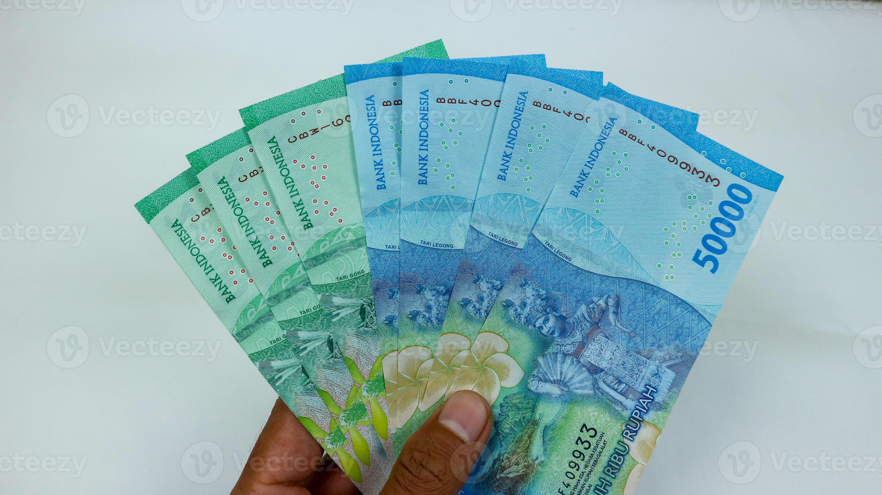 New Rupiah issued in 2023. Indonesian money bank notes isolated on