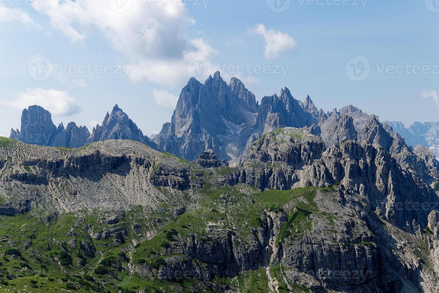 View of Cadini di Misurina mountains in Dolomites, Italy. photo