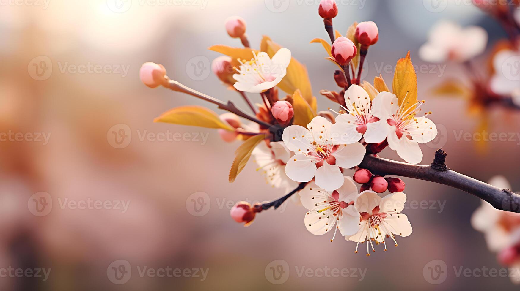 AI generated background with flowers ideal for spring or graphic colorful space to place texts photo