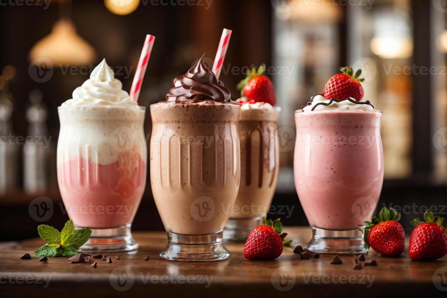 AI generated Discover the Ultimate Trio Irresistible Milkshakes in Small, Medium  Large Generative AI photo