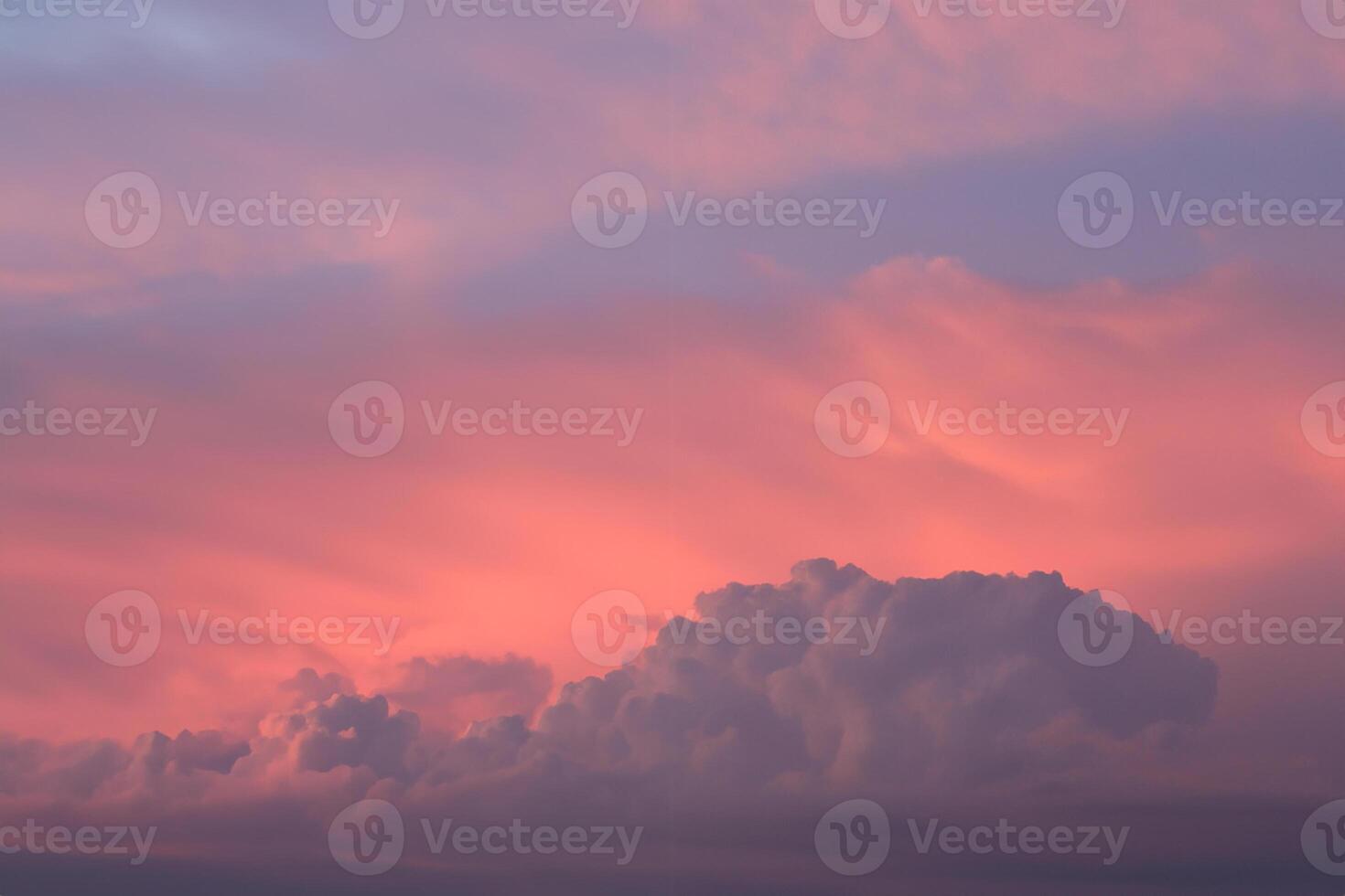 Colorful evening landscape with soft pastel coloured cloudscape on watercolor tinted sunset sky. Abstract nature background photo