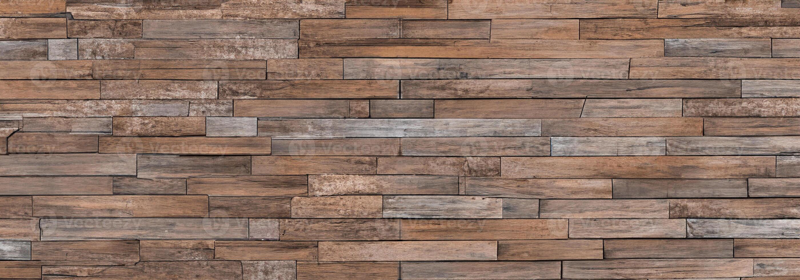 Panorama wood wall background. Abstract wooden texture banner with copy space for text or wallpaper. photo