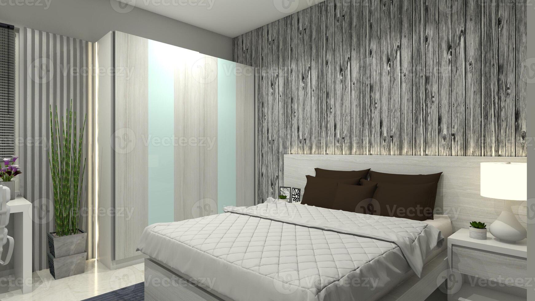 Minimalist Bedroom Design, 3D Illustration photo