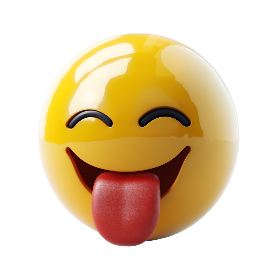 AI generated 3d icon face with tongue emoji isolated on transparent background png