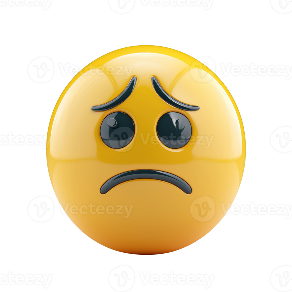 AI generated 3d icon sad face emoji isolated on transparent background png