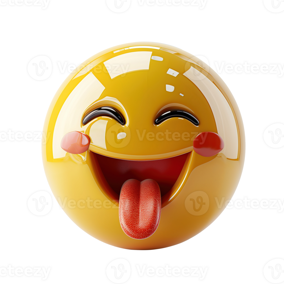 ai généré 3d icône souriant visage avec langue emoji isolé sur transparent Contexte png