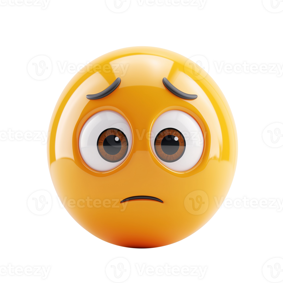 AI generated 3d icon worried face emoji isolated on transparent background png