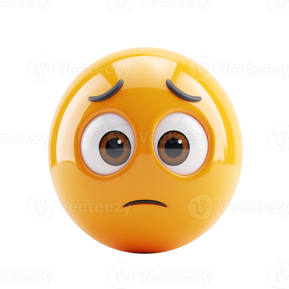 AI generated 3d icon worried face emoji isolated on transparent background png