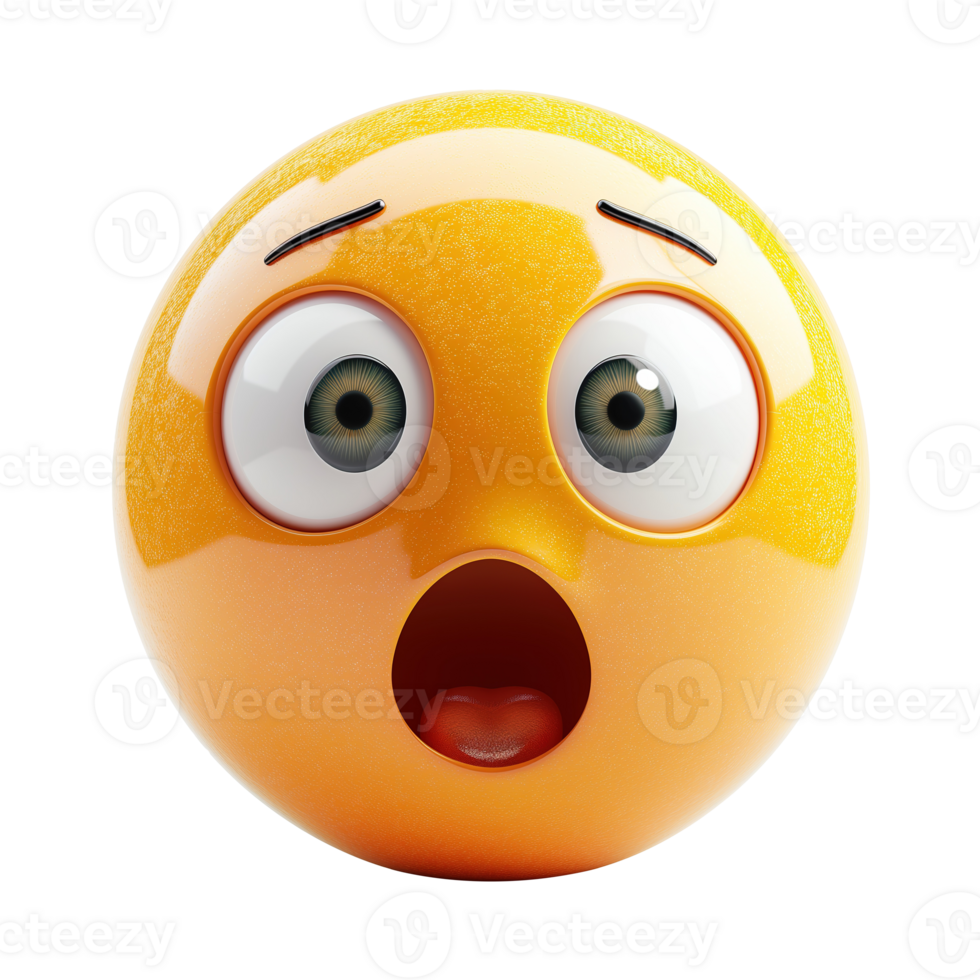 AI generated 3d icon astonished face emoji isolated on transparent background png