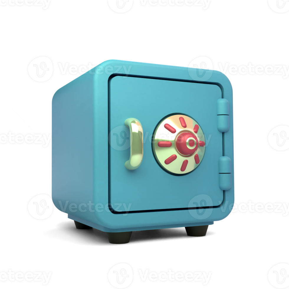 Realistic 3d Bank Box icon, with cartoon style, protection money storage concept. 3d render illustration png