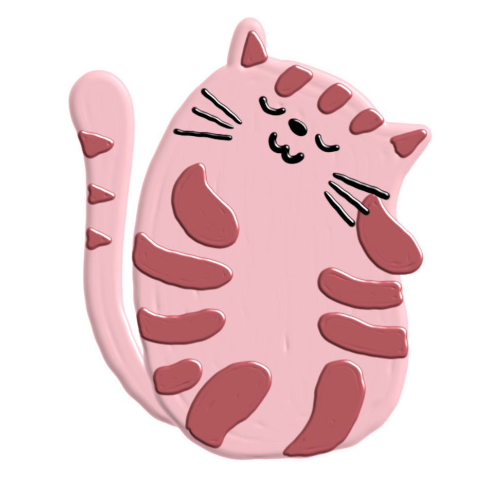 cute cat with acrylic paint png