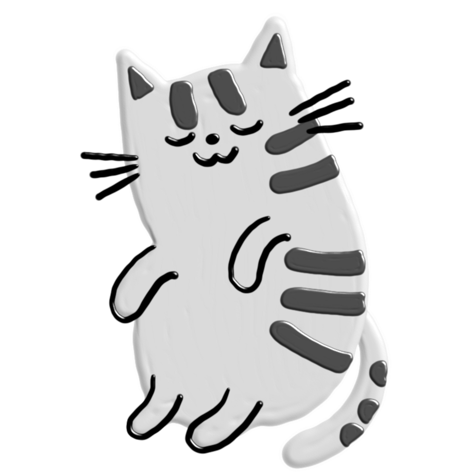 cute cat with acrylic paint png