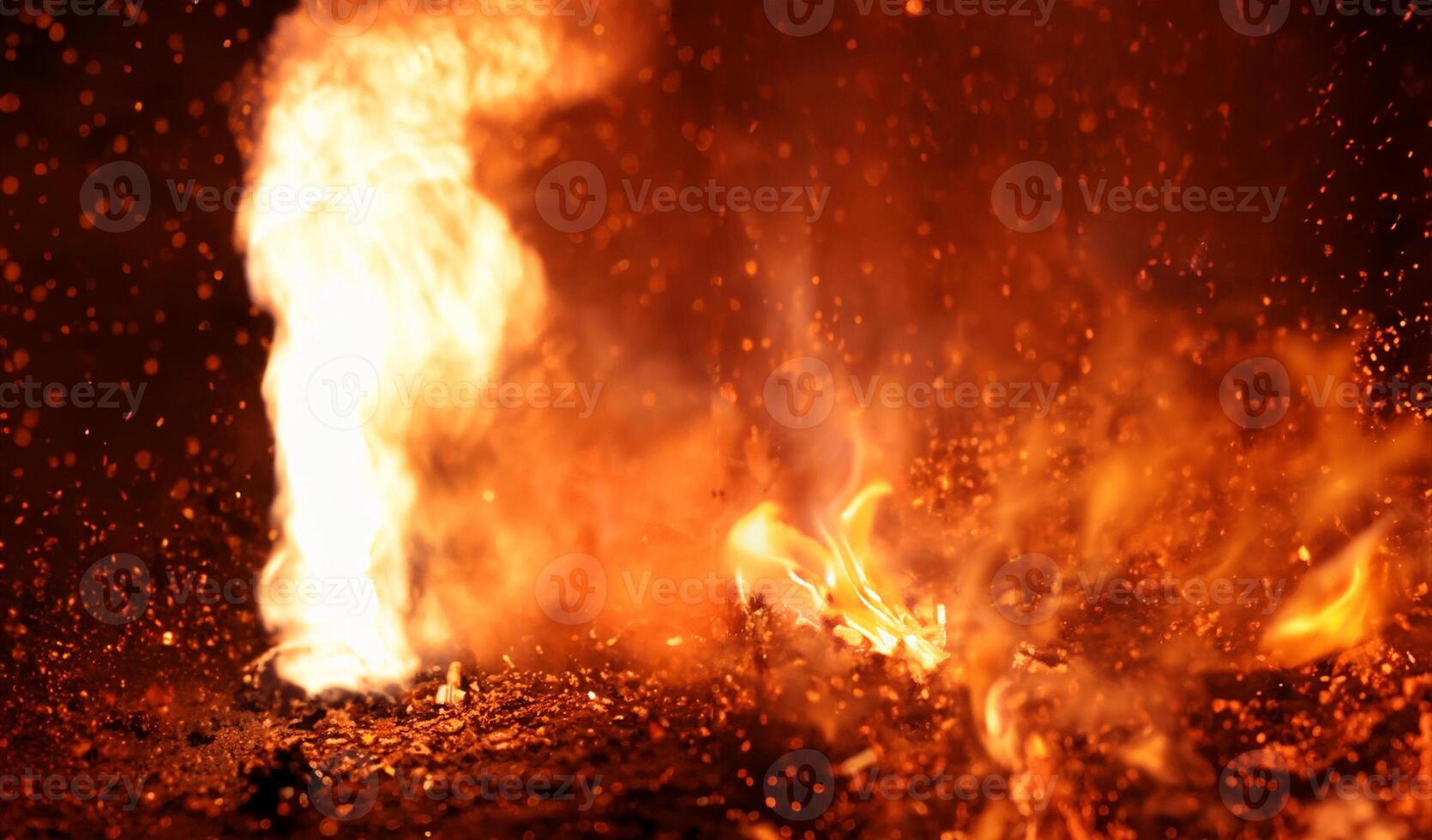 Beautiful Diwali Glowing Firecracker, fire of cracker explosion on black background photo