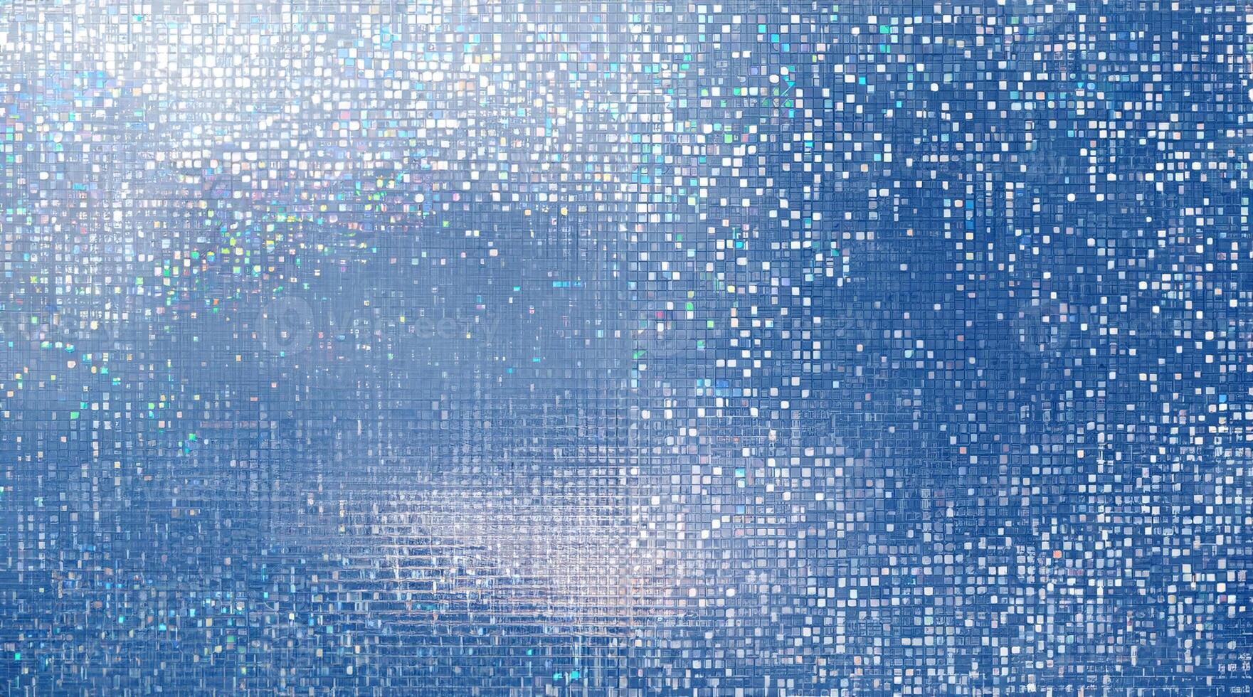 abstract colorful light of mosaic and bokeh on glass door or window at blur on secrets meeting room or science lab and medical for art wallpaper and texture or party background on blue tone photo