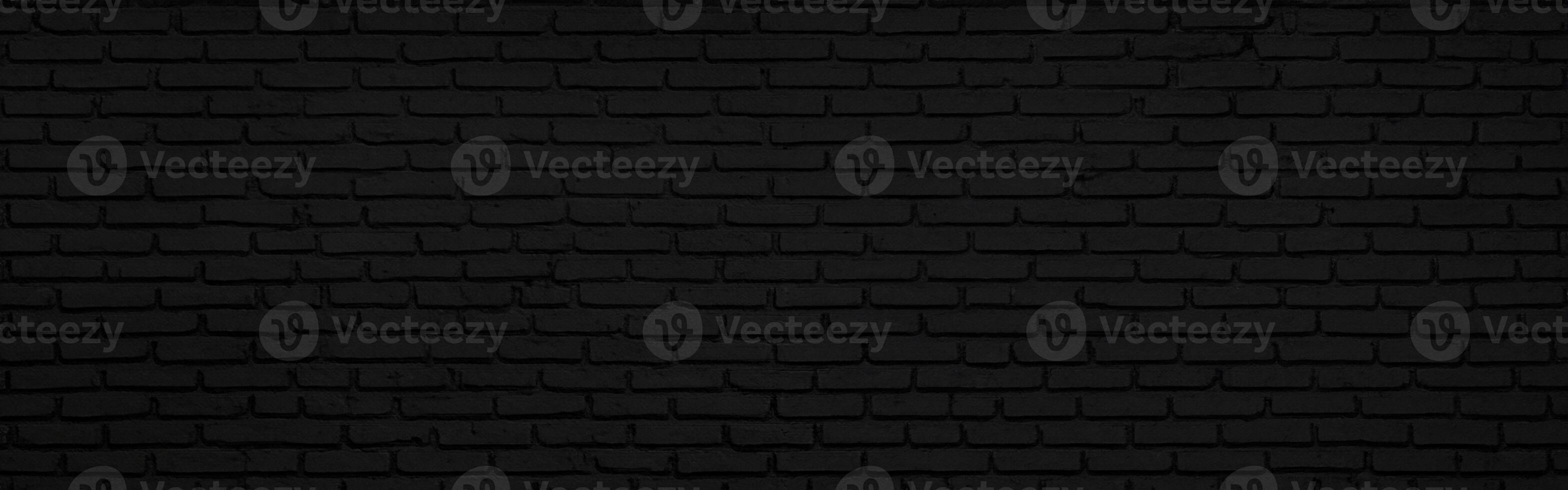 Abstract black brick wall texture for background or wallpaper design. panorama picture. photo