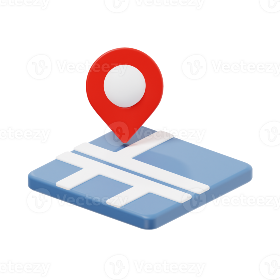 3d map icon illustration, transparent background, navigation and map 3d set png