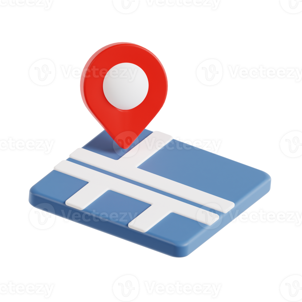 3d map icon illustration, transparent background, navigation and map 3d set png