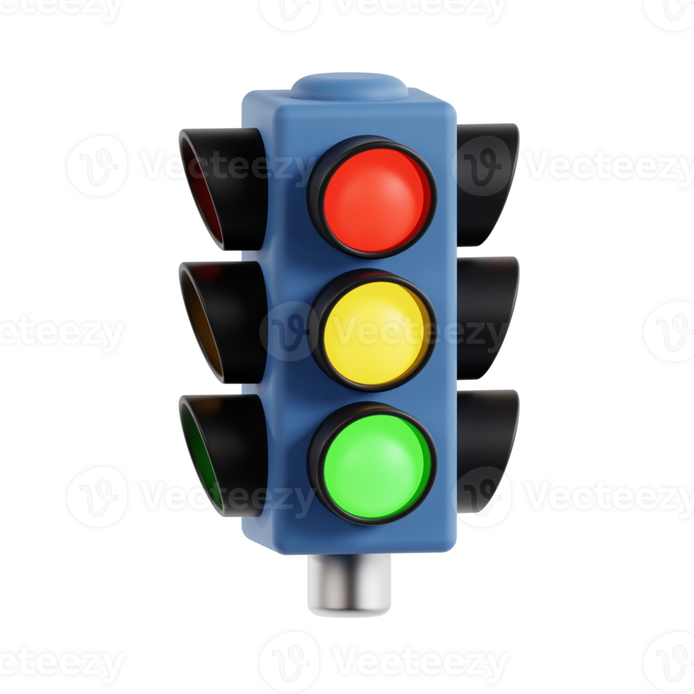 3d traffic light icon illustration, transparent background, navigation and map 3d set png