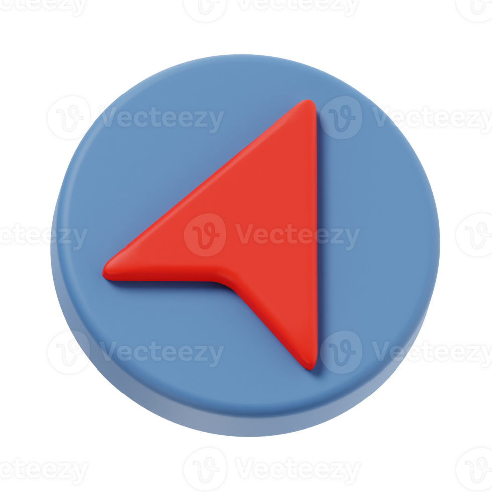 3d navigation arrow icon illustration, transparent background, navigation and map 3d set png