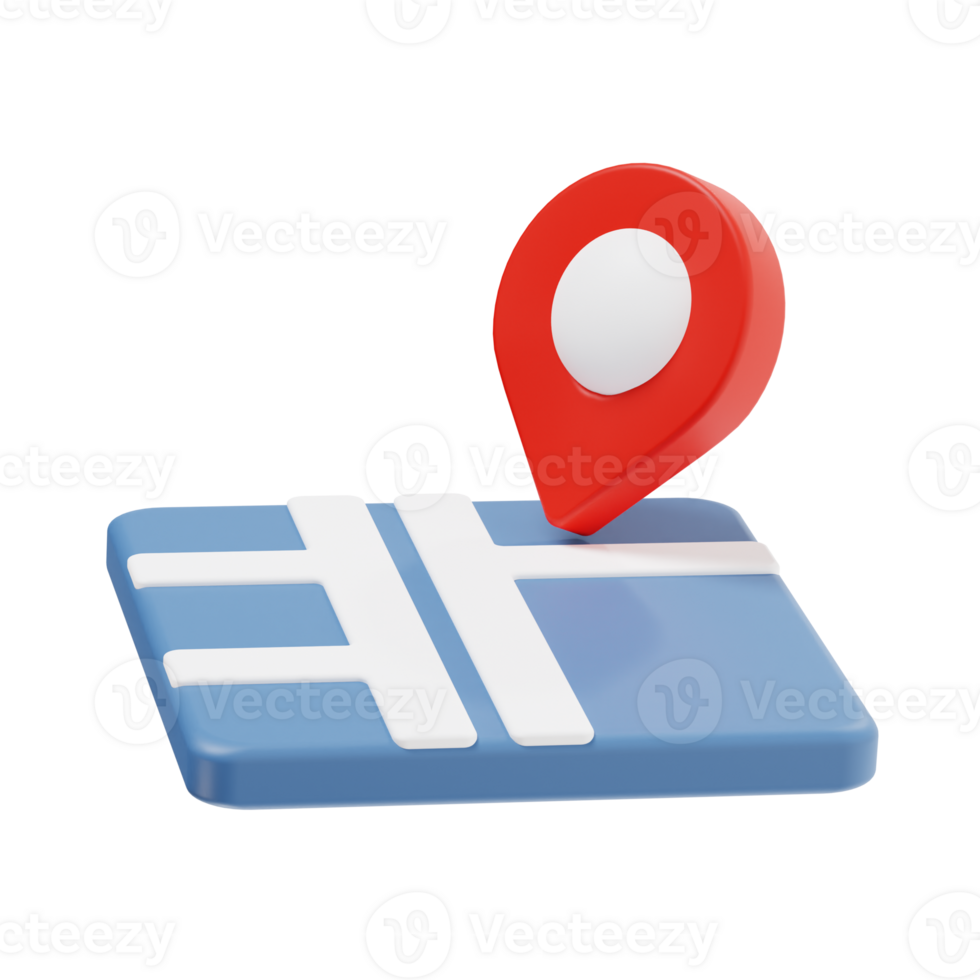 3d map icon illustration, transparent background, navigation and map 3d set png