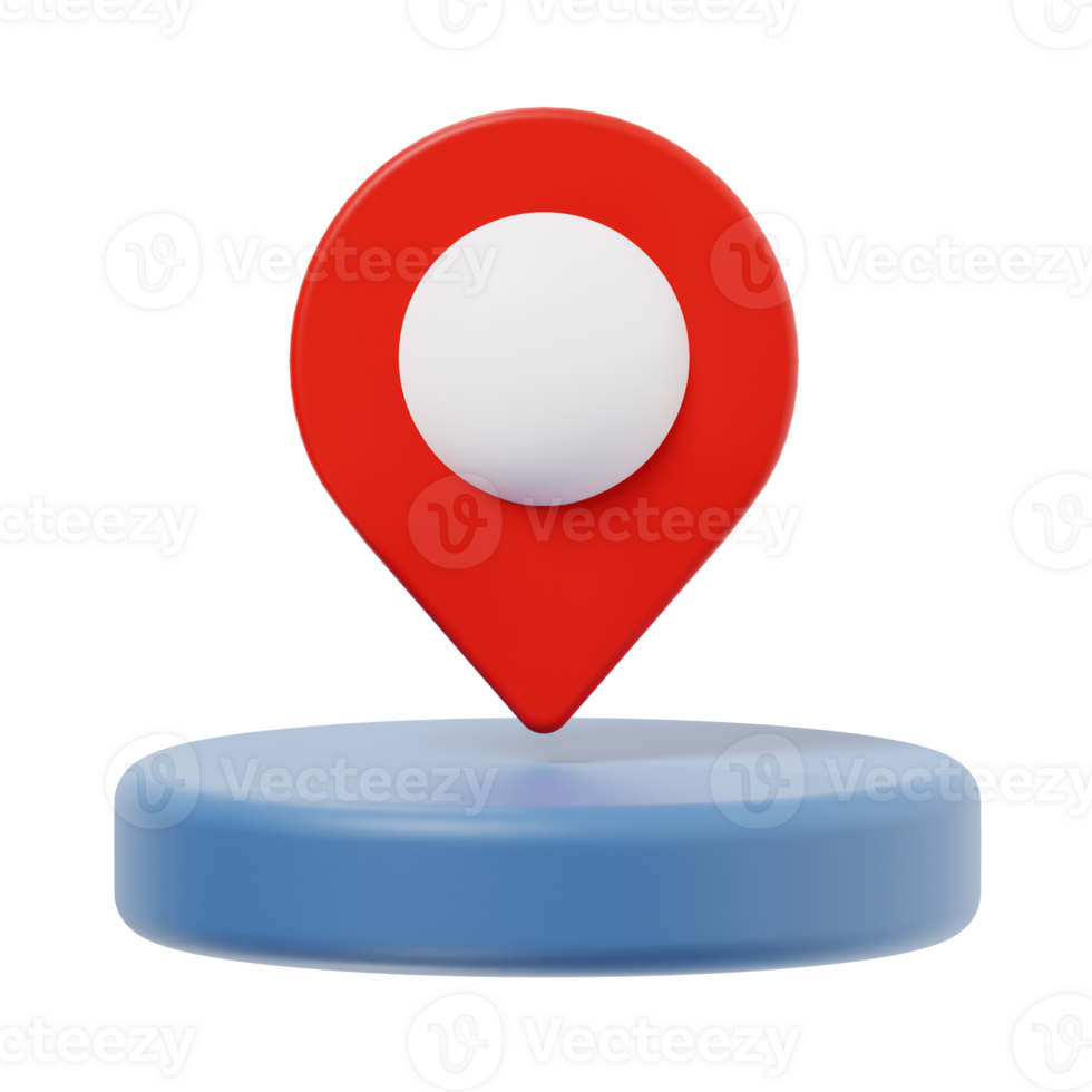 3d location pin icon illustration, transparent background, navigation and map 3d set png